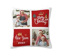 Naispanda Personnalisé Housse de Coussin Noel avec Photo, pour Fille Garcon Cadeau Taie d'oreiller Noël pour Canapé Lit Intérieur Déco Noel 40x40cm