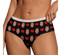 Naispanda Photo Personnalisée Femme Dentelle sous-Vêtements Culotte de Bikini Personnalisée pour Femme avec Photo Visage Culotte Bas de Bain pour Adolescentes Filles Petite Amie Femme Cadeaux