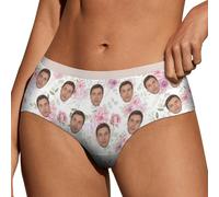 Naispanda Photo Personnalisée Femme Dentelle sous-Vêtements Culotte de Bikini Personnalisée pour Femme avec Photo Visage Culotte Bas de Bain pour Adolescentes Filles Petite Amie Femme Cadeaux