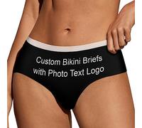 Naispanda Photo Personnalisée Femme Dentelle sous-Vêtements Culotte de Bikini Personnalisée pour Femme avec Photo Texte Culotte Bas de Bain pour Adolescentes Filles Petite Amie Femme Cadeaux