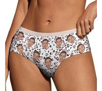 Naispanda Photo Personnalisée Femme Dentelle sous-Vêtements Culotte de Bikini Personnalisée pour Femme avec Photo Visage Culotte Bas de Bain pour Adolescentes Filles Petite Amie Femme Cadeaux