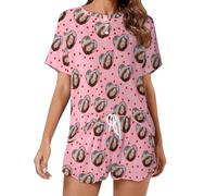 Naispanda Pyjama Set Femme Personnalisé avec Photo Visage Pyjama Femme Short PJs pour Femme Personnalisée Adolescent 2 Pièces Vêtements de Nuit d'été Loungewear Cadeaux Taille