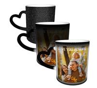 Naispanda Tasse Photo Magique Personnalisée, Tasse à Café Lait et à Thé Personnalisable - Mug Cadeau Original pour Famille, Amoureux, Amis et Couple - Noir