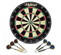 Naissgo Cible de fléchettes avec flèches, cible de fléchettes Bristle classique, avec anneau numéroté, jeu de fléchettes en sisal, avec 6 jeux de fléchettes à pointe en acier