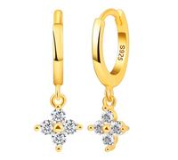 NAITIAY Boucles d'oreilles en argent sterling 925 pour femme en forme de trèfle en oxyde de zirconium - Bijou délicat et tendance - Style minimaliste - Boucles d'oreilles délicates pour femme