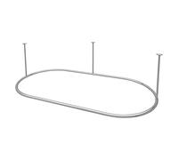 Naiture Tringle à rideau de douche ovale en acier inoxydable avec support de plafond pour baignoire à pied de griffe, finition chromée 152,4 x 76,2 cm