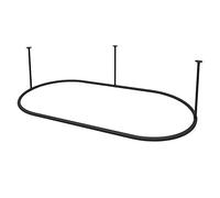 Naiture Tringle à rideau de douche ovale en acier inoxydable avec support de plafond pour baignoire à pied de griffe de 152,4 cm de long x 76,2 cm de large, finition noire