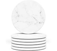 Naivasha Homeware Lot de 6 sous-Verres en marbre - Superbe Dessous de Verre en céramique Finition Mate | Dessous de Verre élégant en Pierre avec Fond en liège antidérapant pour Tasses et Verres |