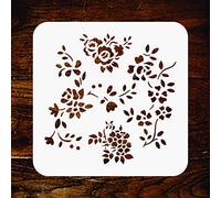 Naive Flowers Pochoir mural réutilisable Motif fleurs et roses 11,5 x 11,5 cm