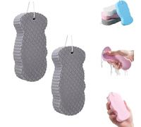 Naivetu Magic Exfoliating Bath Sponge, 3D Super Soft Exfoliating Bath Sponge, Gentle Deep Cleaning for Face & Body, Soft and Skin-Friendly, Not Easy to Deform, for Woman, Men (Gray*2)