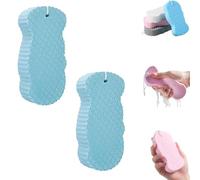 Naivetu Magic Exfoliating Bath Sponge, 3D Super Soft Exfoliating Bath Sponge, Gentle Deep Cleaning for Face & Body, Soft and Skin-Friendly, Not Easy to Deform, for Woman, Men (Blue*2)