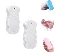 Naivetu Magic Exfoliating Bath Sponge, 3D Super Soft Exfoliating Bath Sponge, Gentle Deep Cleaning for Face & Body, Soft and Skin-Friendly, Not Easy to Deform, for Woman, Men (White*2)