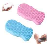 Naivetu Magic Exfoliating Bath Sponge, Super Soft 3D Texture Radiant Skin Reusable Body Scrubber for Gentle Dead Skin Removal Body & Face Care (Pink+Blue)