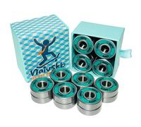 Naivskb Lot de 16 roulements à roulettes en acier inoxydable de 8 mm pour quad, patins à roues alignées, roller, derby, skateboard, longboard, trottinette (vert océan)