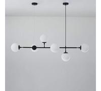 Naiyn 6-lumières E27 Lustre Moderne Europe du Nord Boule de Verre Lampe Suspendue pour Salon Salle à Manger Art décoration Restaurant Noir Pendentif lumière