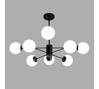 Naiyn KSHSAA Lustre de plafond intérieur boule blanche suspension en verre salon salle à manger cuisine îlot cluster lampes suspendues suspension en métal noir