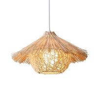 Naiyn Lustre Vintage Tissé À La Main Suspension en Rotin Luminaire Pendentif Éclairage Réglable Hauteur Drop Lantern E27 Plafonnier pour Salle À Manger Ferme Suspension Luminaire