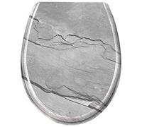 NAIZY Abattant WC Siège de Toilette Fermeture en Douceur en plastique dur Siège de toilette antibactérien Lunette WC Duroplast Taille universelle (marbre)