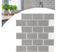 NAIZY Autocollants pour carrelage Carreaux adhésifs, 10 feuilles 3D Panneaux muraux Marbre Mosaïque Design pour éclaboussures Cuisine et salle de bain Décoration - 30 × 30 cm, Gris