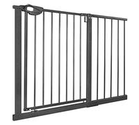 NAIZY Barrière de Sécurité pour Enfants, N Stop Safety Gate avec Portillon sans Perçage et Grille en Métal/Extensible avec Extension Séparée / 105-115 cm - Noir