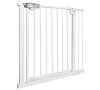 NAIZY Barrière de Sécurité pour Enfants, N Stop Safety Gate avec Portillon sans Perçage et Grille en Métal/Extensible avec Extension Séparée / 85-95 cm - Blanc