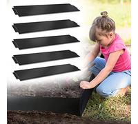 NAIZY Bordure de pelouse en métal 50 m-50 pièces Bordure de Tonte galvanisée 100 x 18 cm la pièce Adaptable Flexible Bordure pour Plantes de Jardin maraîchage Florale, Noir