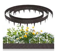 NAIZY Bordure de pelouse en plastique 10 m - Brique d'imitation pierre - Bordure de parterre avec piquets - Bordure de tonte - Flexible et coupable - Palissade de jardin naturelle - 100 x 20 cm