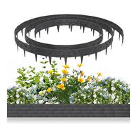 NAIZY Bordure de pelouse en plastique 10 m - Brique d'imitation pierre - Bordure de parterre avec piquets - Bordure de tonte - Flexible et coupable - Naturel - 100 x 20 cm - Anthracite
