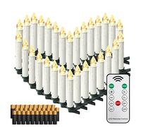 NAIZY Bougies LED de Noël Ensemble de 30 Bougies de Noël sans Fil à Lumière Chaude Bougies de Noël avec Télécommande IP44 avec Pince pour Décoration de Fêtes Mariages, avec Piles