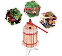 NAIZY Broyeur de raisins Broyeur de pommes Broyeur de fruits Presse à baies Presse à vin Presse à vis 18L y compris bloc en bois, plaque de pression et toile de presse