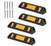 NAIZY Butée de Roue 4 Pièces Butée de Parking en Caoutchouc 60x12x10cm Marquage de Place avec Vis de Fixation Barrière de Parking Noire et Jaune Limiteur de Place pour Garage (Type en Caoutchouc)