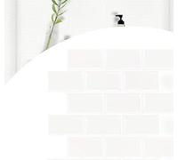 NAIZY Carreaux autocollants Carreaux adhésifs , 10 feuilles 3D Panneaux muraux Marbre Mosaïque Design pour éclaboussures Cuisine et salle de bain Décoration - 30 × 30 cm, Blanc pur