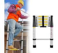 NAIZY Echelle télescopique 2,6m Alu Echelle à coulisse Echelle multi-usages, 9nombre de barreaux - 74cm à 2,60m Echelle simple, capacité de charge 150 kg