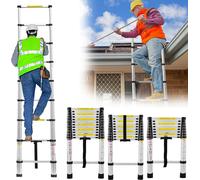 NAIZY Echelle télescopique 3,8m Alu-télescopique Echelle en aluminium antidérapante Echelle coulissante Echelle à barreaux Echelle à rallonges Design télescopique Echelle polyvalente Capacité de charg