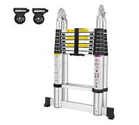 NAIZY Echelle Télescopique Pliable en Aluminium Echelle Multifonctionnelle Echelle Simple Echelle Multifonctionnelle Echelle Extensible 16 Echelons Haute Qualité Capacité de Charge 150KG