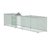 NAIZY Enclos de libre parcours pour poules avec serrure, Poulailler 5 m x 1 m Maison à poules Cadre en acier galvanisé avec toit de protection solaire en PE Enclos pour petits animaux, pour cage à