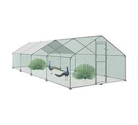 NAIZY Enclos Extérieur Volière Cage pour Animaux avec Serrure Armature Acier Galvanisé Poulailler Chenil (3 x 8 x 2 m)