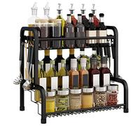 NAIZY Étagère à épices debout - Noir - Système d'étagère à épices - Sans perçage - 4 étages - Étagère de cuisine en métal - Pour bouteilles d'épices, verres, bouteilles d'huile - 42,5 x 25,5 x 41 cm