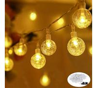 NAIZY Guirlande Lumineuse à LED en Forme de Sphère 20m en Blanc Chaud avec 8 Modes pour Noël, Mariage et Fêtes, avec Câble Transparent
