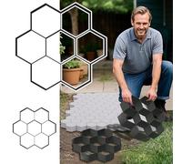 NAIZY Lot de 2 moules à béton DIY 29 x 28 cm Forme de coffrage 7 grilles Forme de fleur hexagonale Moule de coulée Béton Pochoir en plastique pour dalles de jardin Pelouse