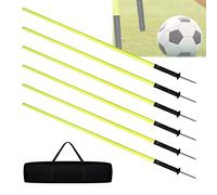 NAIZY Piquets de Slalom, Accessoire d'Entraînement au Football, Ensemble de 6 Barres de Haies de 1,8m avec Piquet de Sol et Sac de Transport, Barres d'Entraînement à l'Agilité, Slalom pour Football