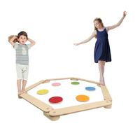 NAIZY Planche d'équilibre pour enfant avec 6 pierres d'équilibre en bois - Équipement de jeu d'intérieur - 12 pièces - Poutres d'équilibre pour la coordination et la stabilité des enfants