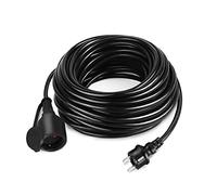 NAIZY Rallonge Électrique 20m pour Barrette Multiprise, Cordon d'Extension Noir IP44 avec Housse de Protection, Prise Euro, Câble d'Extension