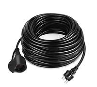 NAIZY Rallonge Électrique 30m pour Barrette Multiprise, Cordon d'Extension Noir IP44 avec Housse de Protection, Prise Euro, Câble d'Extension