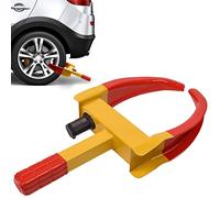NAIZY Sabot de Roue Griffe de stationnement universelle en acier inoxydable avec 9 trous réglables et 2 clés, antivol de roue pour voiture, moto, camion de 19 à 30 cm de largeur (jaune/rouge)