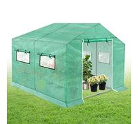 NAIZY Serre 3x2x2m 6㎡ en Film de HDPE+LDPE+Tubes en Acier Galvanisé, avec Fenêtre, pour Tomates, Résistante aux Intempéries, Protection UV (Vert)