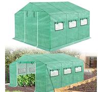 NAIZY Serre 4,5x2x2m 9㎡ en Film de HDPE+LDPE+Tubes en Acier Galvanisé, avec Fenêtre, pour Tomates, Résistante aux Intempéries, Protection UV (Vert)