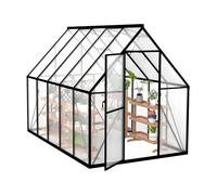 NAIZY Serre de jardin 280 x 180 x 195 cm avec ancrage au sol et base de 6 cm - Plaque PC de 580 g et aluminium de 4 mm - Résistante à l'hiver - Protection UV (6 x 10 ft)