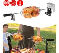 Naizy Set de brochettes en acier inoxydable 107cm BBQ Pince à viande avec moteur incl. aiguilles à viande, tournebroche électrique, rôtissoire, tournebroche