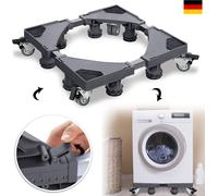 NAIZY Socle pour lave-linge Socle pour réfrigérateur Socle pour lave-linge séchoir Congélateur, Largeur réglable 44-75 cm Hauteur 10-13 cm - Gris, 8 pieds avec 4 roulettes
